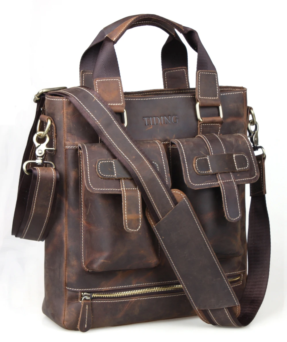 Best mens briefcase outlet real leather retro dual purpose portfolio