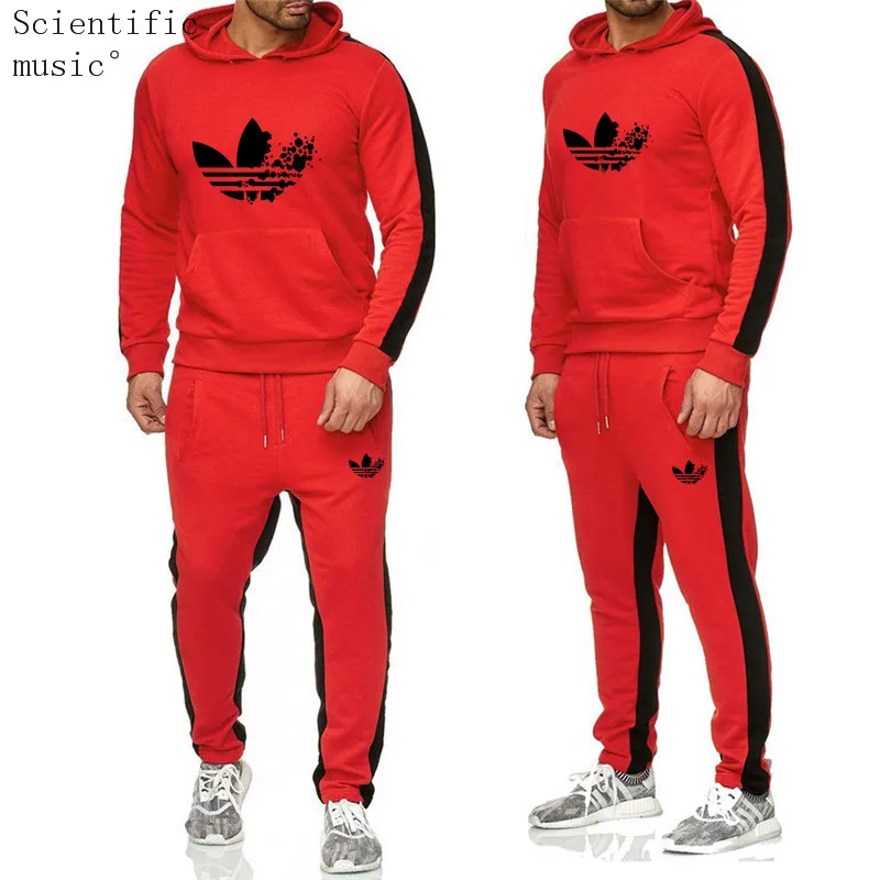 2 Pieces Sets Tracksuit Men New Brand Autumn Winter Hooded Sweatshirt +Drawstring Pants Male Stripe Patchwork Hoodies 2019 2 Pieces Sets Tracksuit Men New Brand Autumn Winter Hooded Sweatshirt +Drawstring Pants Male Stripe Patchwork Hoodies 2019
