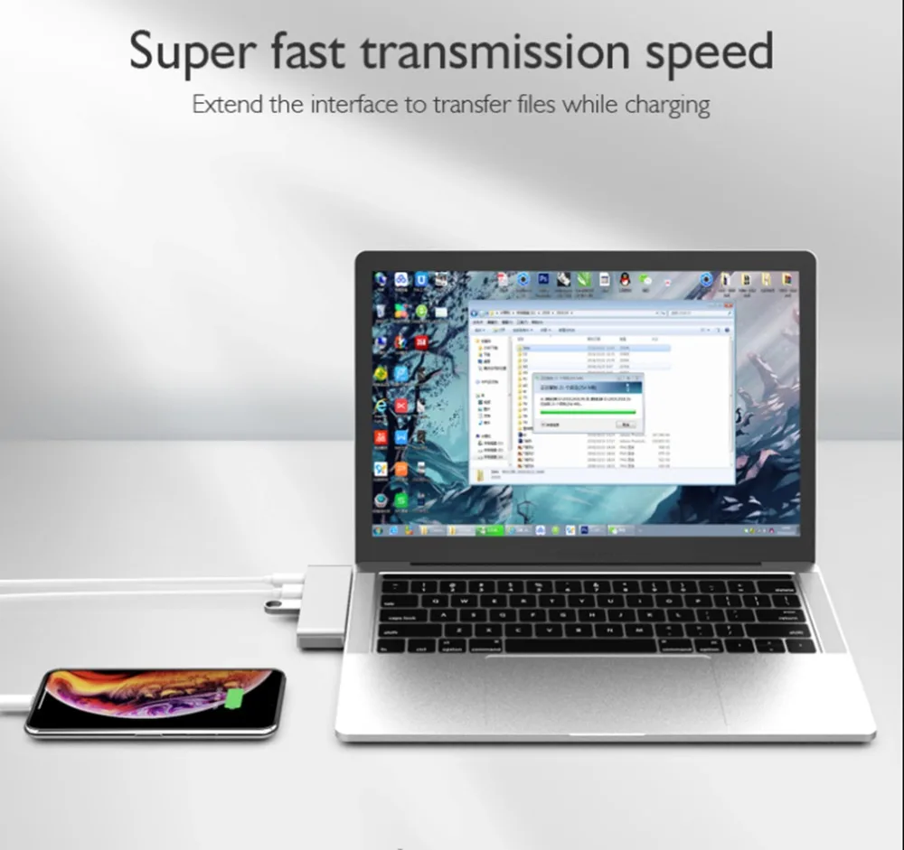 Usb type C концентратор адаптер 5 в 1 многопортовый USB 3,0 type-C адаптер с 2 usb-портом, SD/микро кардридер и USBC зарядный порт, Ty