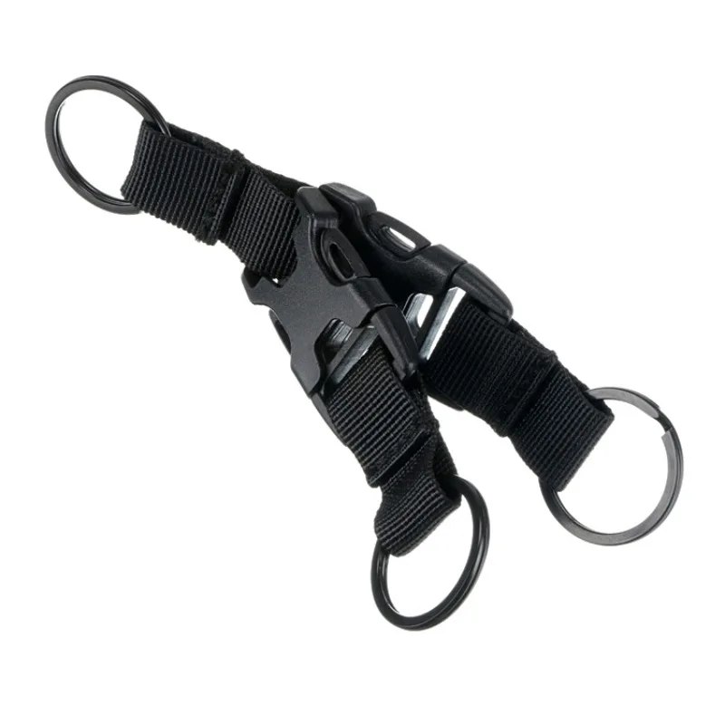 Рюкзак ремень висящий карабин зажим с пряжкой крючок три кольца комбинация спортивная сумка брелок держатель - Цвет: Black
