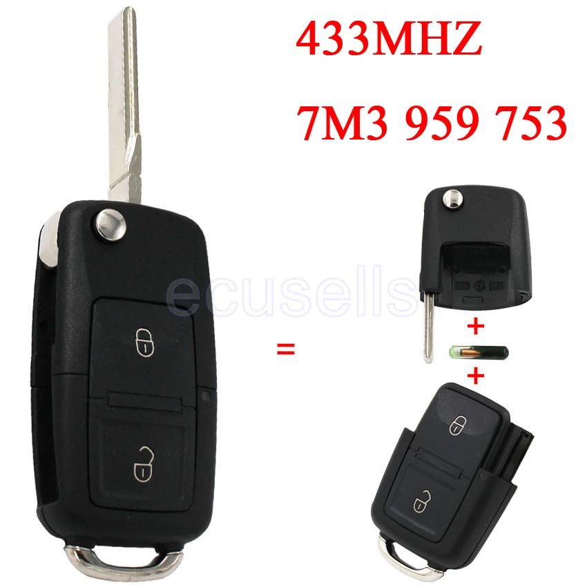 Prix pour 2 Bouton Principal À Distance avec Lame Vierge + ID48 Puce 7M3 959 753 Pour VW pour Volkswagen Sharan Modèle (2004 +) 433 MHZ Prix pour 2 Bouton Principal À Distance avec Lame Vierge + ID48 Puce 7M3 959 753 Pour VW pour Volkswagen Sharan Modèle (2004 +) 433 MHZ