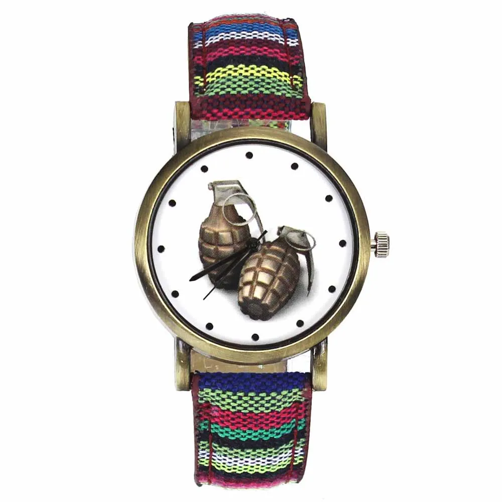 

Military Tactical Hobby Hand Grenade Pattern Army Camouflage Denim Canvas Band Outdoor Sport Quartz Wrist Watch