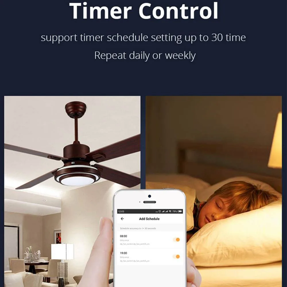Timethinker Умный дом Wifi Настенные переключатели для вентиляторов выключатель света