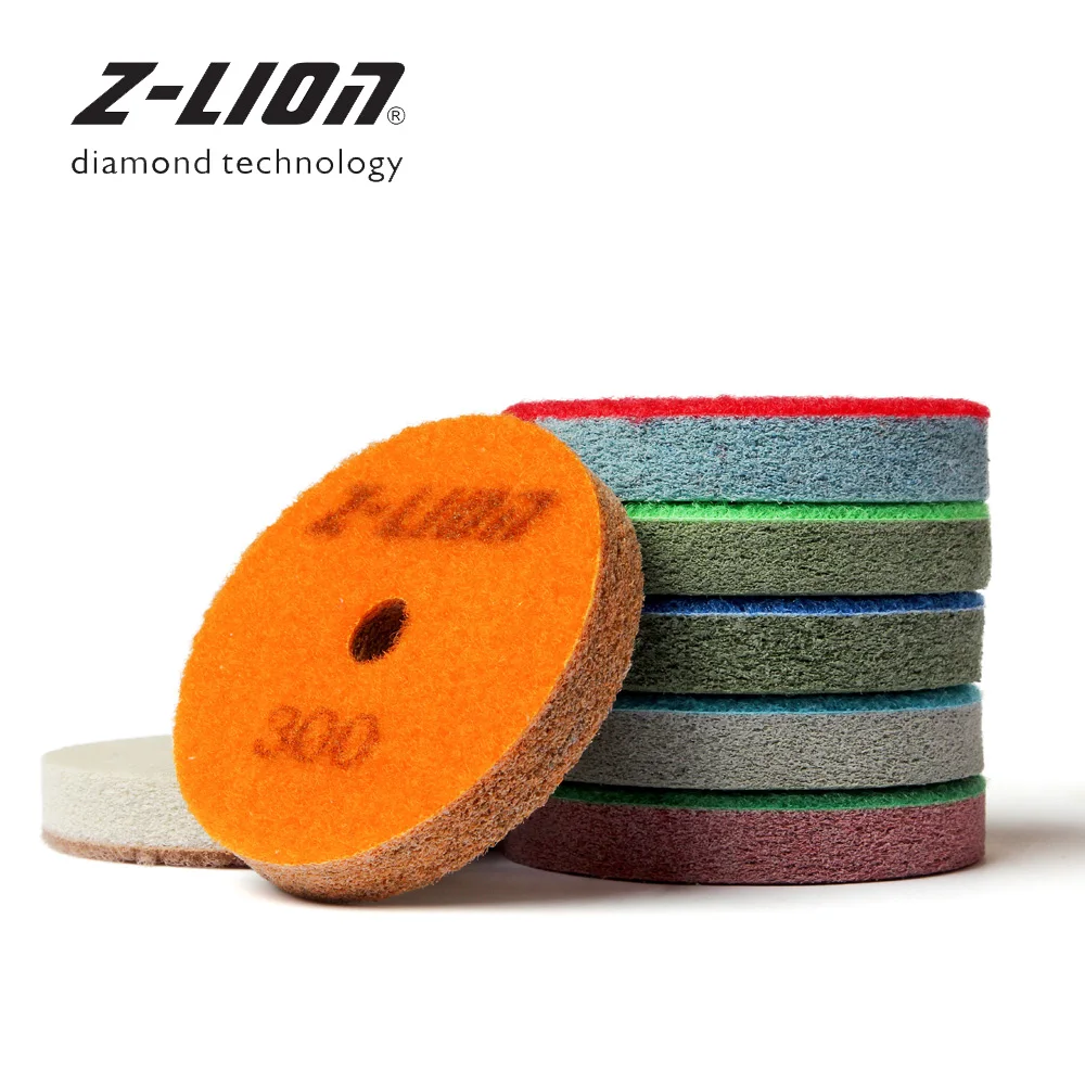 Z-LEAP 3&quot 7PCS Diamond Sponge Polishing Pad Kit 79mm Granite Marble Stone Buffing Disc Wet Use For Angle Grinder Polisher |