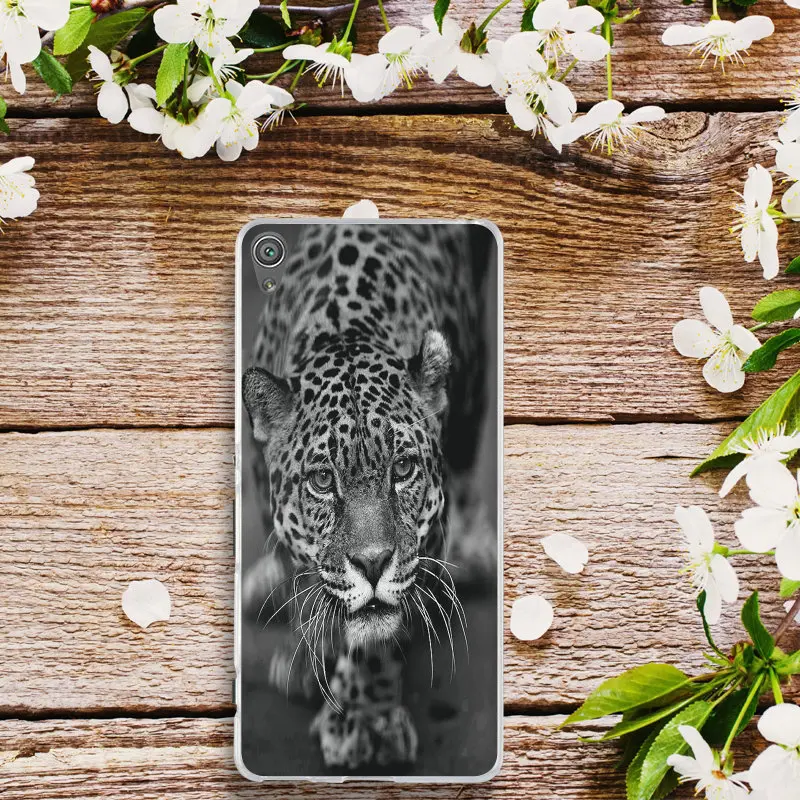 Милые животные лев тигр леопард для Sony Xperia E3 E5 T3 M2 M4 M5 XA XZ Z1 Z2 Z3 Z4 Z5 Compact Силиконовые