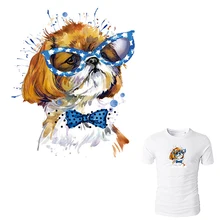 

Cute Shih Tzu Dog Sticker Patches Watercolor Fashion Clothes Decoration Washable Accessory Print On T-Shirt Iron-On Transfers