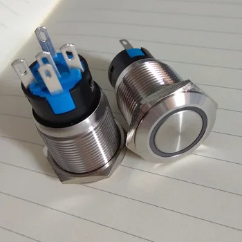 

5 pieces 19mm Momentary waterproof Push Button Switch On Off Stainless Steel switch with with 3.3V 6V,12V,24V,36V,110V,230V LED