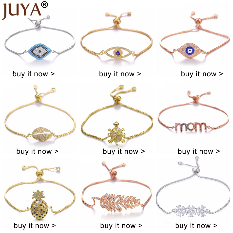 Juya pulseras mujer moda Роскошный AAA циркон горный хрусталь синий турецкий браслет evil Eye греческий глаз Шарм цепочка браслет на запястье