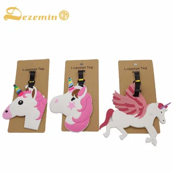 

DEZEMIN Luggage Tag Animal White Horse Suitcase Tag Label Name Card