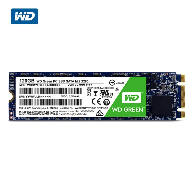 Western Digital WD Green PC SSD 120 ГБ M.2 2280 Внутренний твердотельный жесткий диск WDS120G1G0B 540 МБ/с./с 120 ГБ для ноутбука