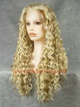 N18-613/27 Stunning Curly Synthetic Lace Front blonde Wig Rupaul Wig