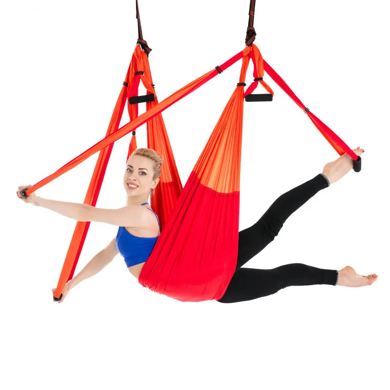 6 Handles Aerial Yoga Hammock Flying Swing Anti-gravity Yoga Pilates Inversion Exercises Device Home GYM Hanging Belt 20 Colors