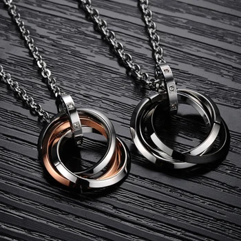 

1pc Titanium Steel Unisex Round Pendants Necklace Lover's Charming Neck Chain Fashion Jewelry