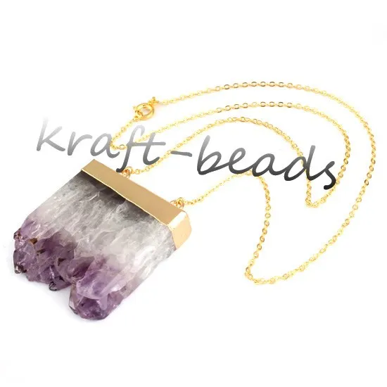 Natural Gnergy Gemstone~ Double Buckle Irregular Shape Pendant Natural Purple Amethysts Quartz Stone Necklace Fashion Jewelry 13 AA00409002306c