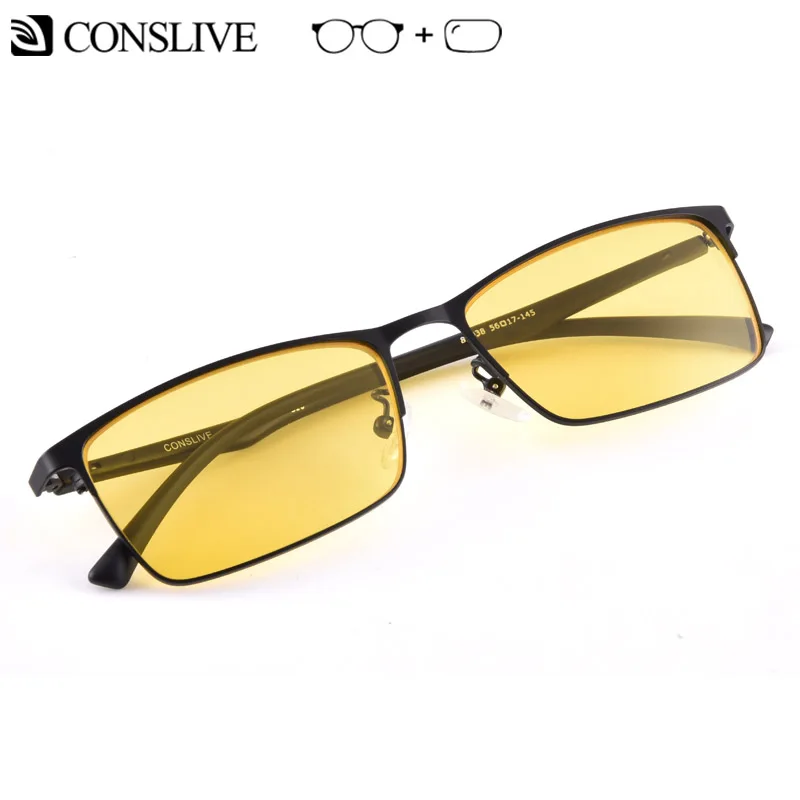 Очки ночного видения для вождения для мужчин и женщин с диоптриями поляризованные очки ночного видения антибликовые желтые очки(оправа+ линзы) с желтыми линзами