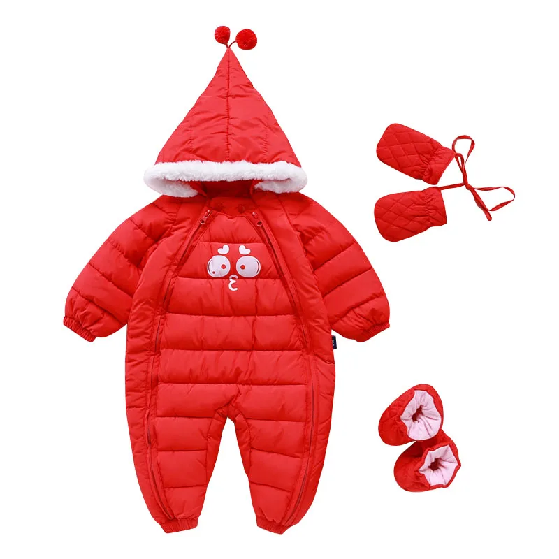 

Retail Baby Clip Cotton Thick Padded Gloves shoes Jacket Rompers Kids Parkas Suitable 0-24 Month Baby Baby Winter Outerwear