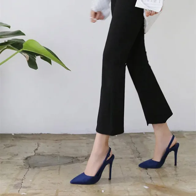 Zhenzhou 2018 Stylish Chic Navy Blue Yellow Dress Pumps Korean Style Zhenzhou 2018 Stylish Chic Navy Blue Yellow Dress Pumps Korean Style Shallow Buckle Hollow Las