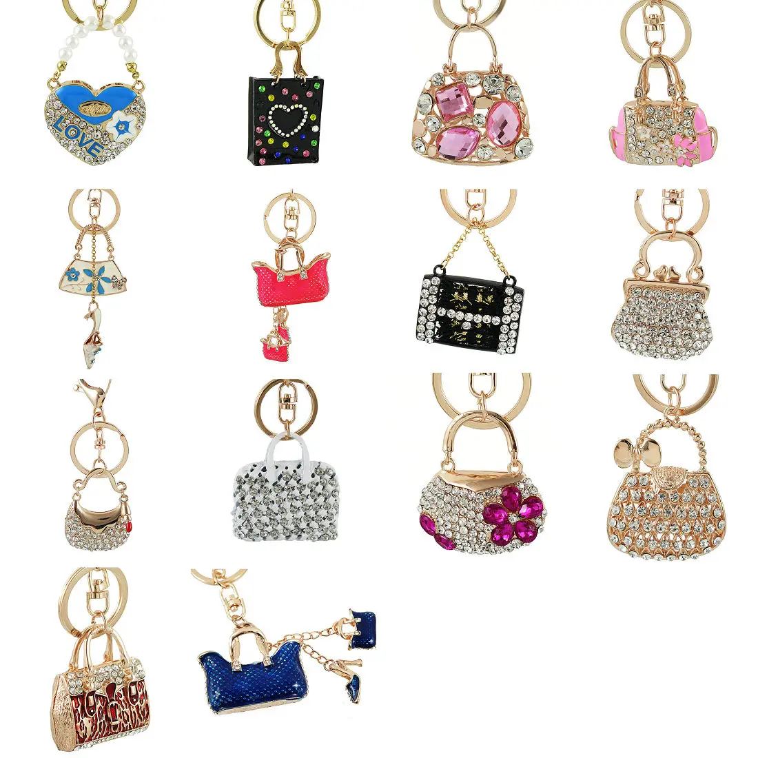 

Exquisite Charm Fashion Keychain Creative Handbag Shaped Design Keychain Crystal Purse Bag Keyring Key Chain Female Gift