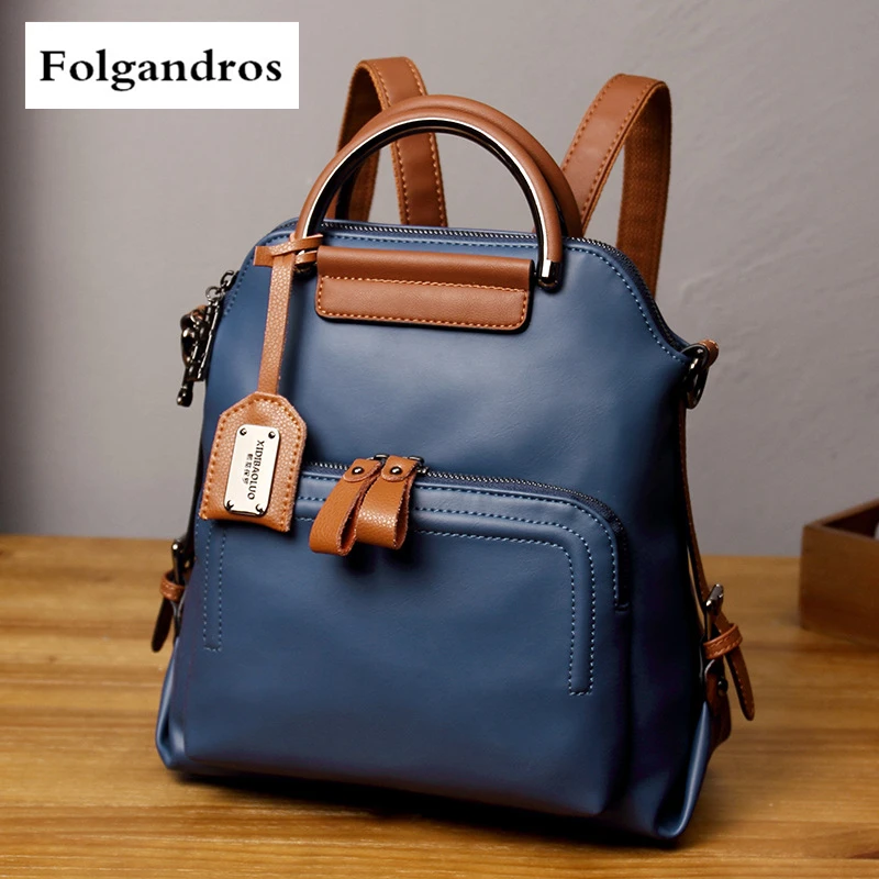 

2018 Female Split Leather Backpack Large Capacity Women Travel Bags Girls Fashion School Bags High Quality Leather Bag Sac A Dos