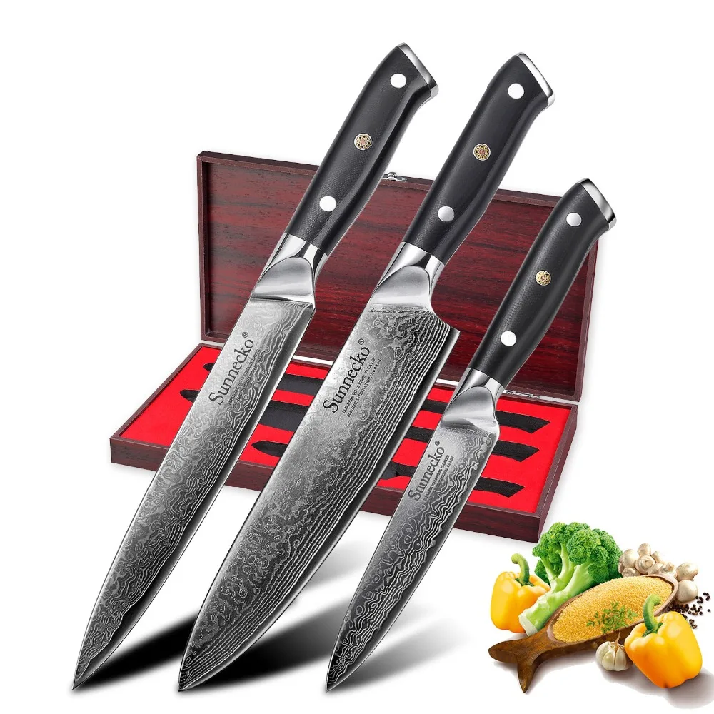 SUNNECKO 3PCS High Grade Kitchen Knives Gift Box Set Chef Knife