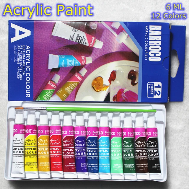 6 ml 12 colors professional acrylic paints set hand painted wall