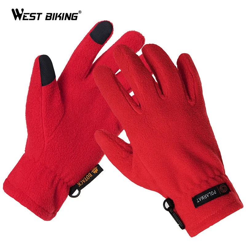 WEST BIKING/Зимние перчатки для велоспорта с сенсорным экраном флисовые термо