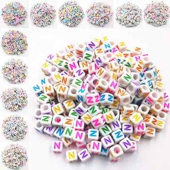 

Hot (Could Choose Letter)26 Letters 6MM 100 piece/lot Acrylic Square Spacer Beads for DIYJewelry Making Bracelet Necklace