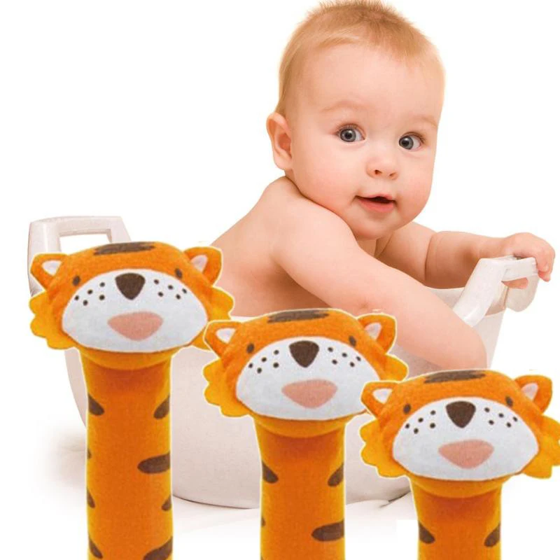 

1 PC Stuffed Handbells Baby Rattles Cartoon Toy Animal Squeaker Bar Baby Toys Hand Puppet Enlightenment Plush Doll