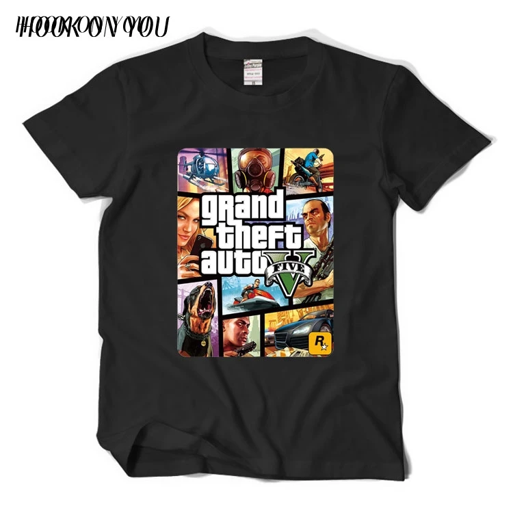 Grand Theft Auto Футболка Мужская Уличная Длинная с GTA 5 известный бренд футболки из