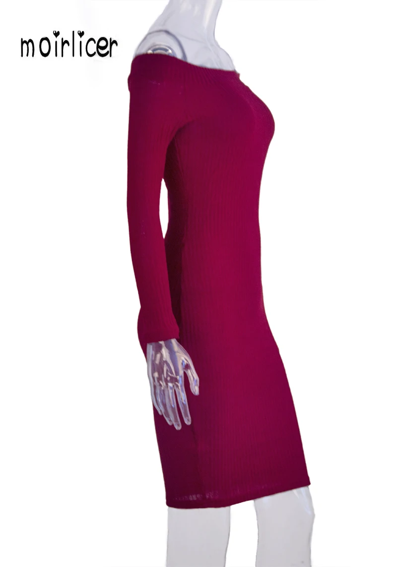 Moirlicer Зима Женщины Dress Черный Красный Партии Халат Сексуальная Bodycon Midi