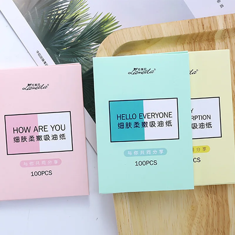 

100pcs/Bag Random Color Girls Fine Skin soft Oil-absorbing Paper Comfortable Oil-Blotting Sweat Absorbent Sheets