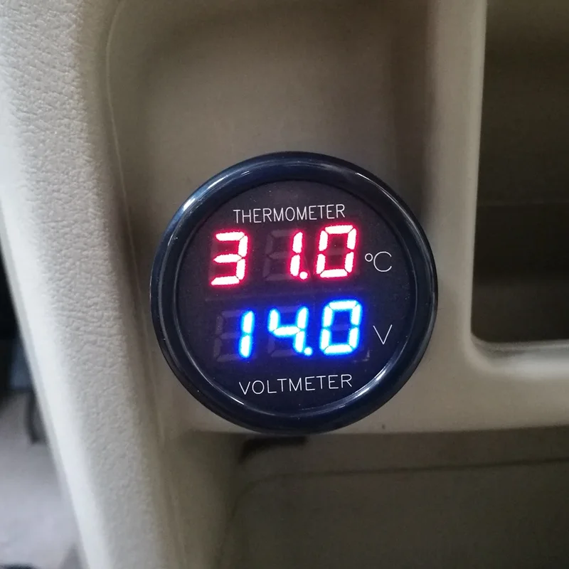 Цифровой Авто DC 12 В 24 в автомобильный термометр Вольтметр 2 1 монитор напряжения