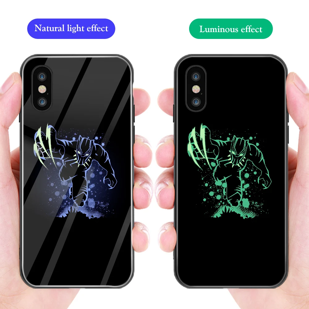 

ciciber Phone Case For iphone 11 Pro Max XS MAX X XR Luminou Glass Cover for Iphone 7 8 6 6S Plus Marvel Deadpool Funda Coque