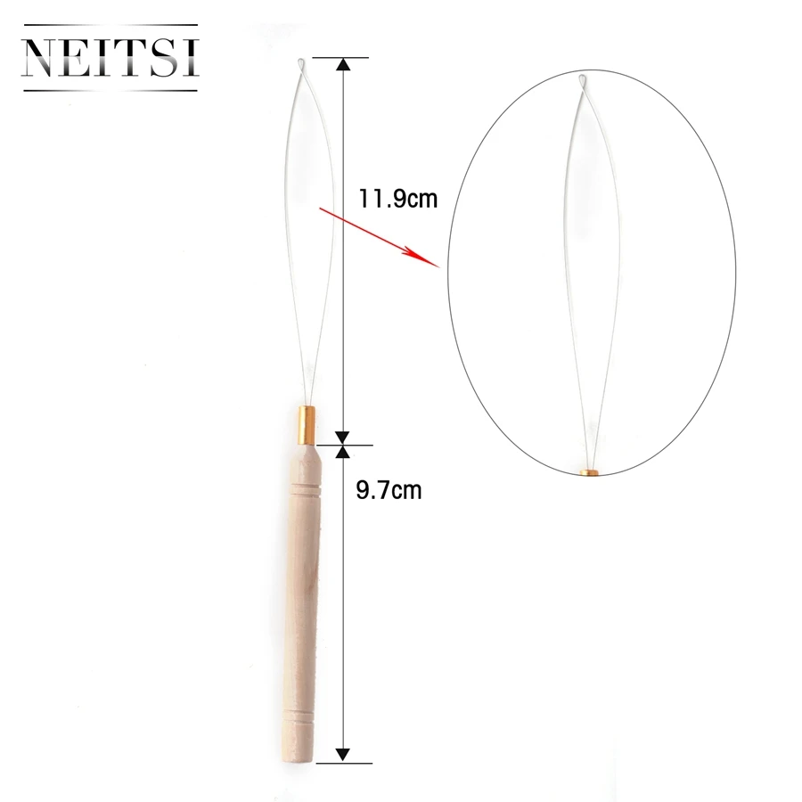 

Neitsi 3pcs/lot Threader Micro Rings Beads Loop Wooden Handle With Iron Wire Hook Needle Pulling Tool For Ring Hair Extensions