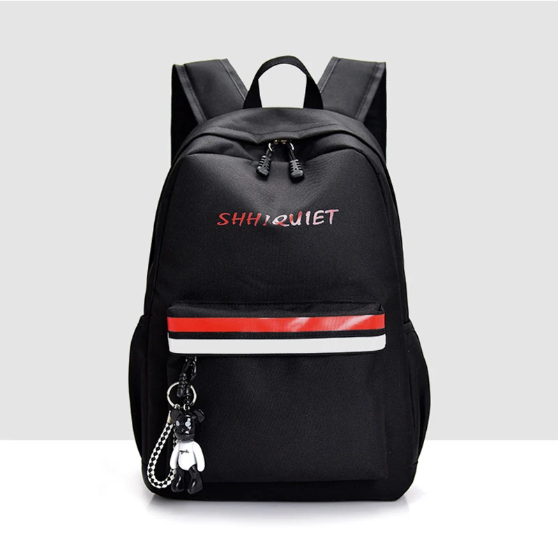 

girls school bags for teens nylon solid women backpack black teenage schoolbag femaleLarge capacity College Wind bookbag 2019