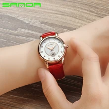 Sanda Hot Famous Brand Watch Women Leather Wristwatches Women’s Dress Watches Casual Quartz Watch Luxury Wristwatch 5 colors