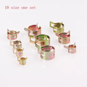 

100Pcs 10Size 6-15mm Fuel Spring Clip Vacuum Silicon Hose Clamp Autos Autos Spring Clip Fuel Oil Water Hose Pipe Tube Clamp