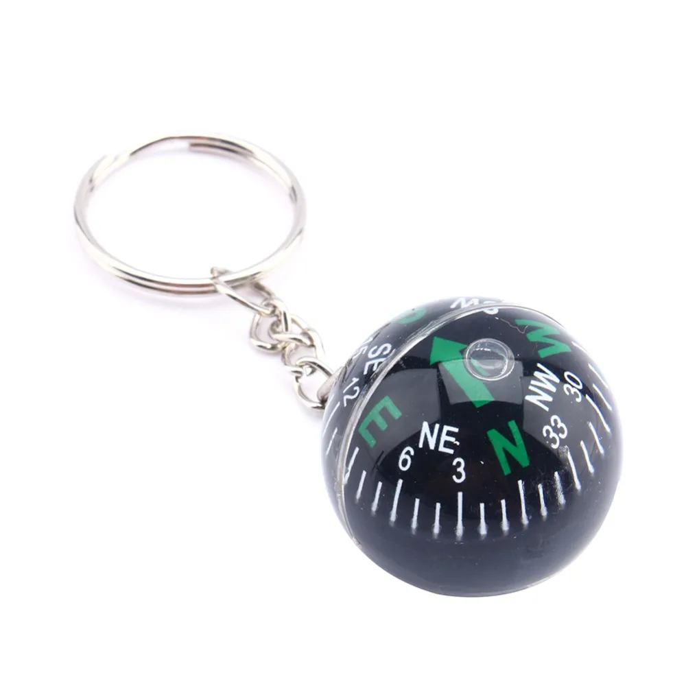 

28mm Creative Ball Compass Keychain Liquid Filled Compass Hiking Camping Travel Outdoor Survival Tools Easy Carrying Ring