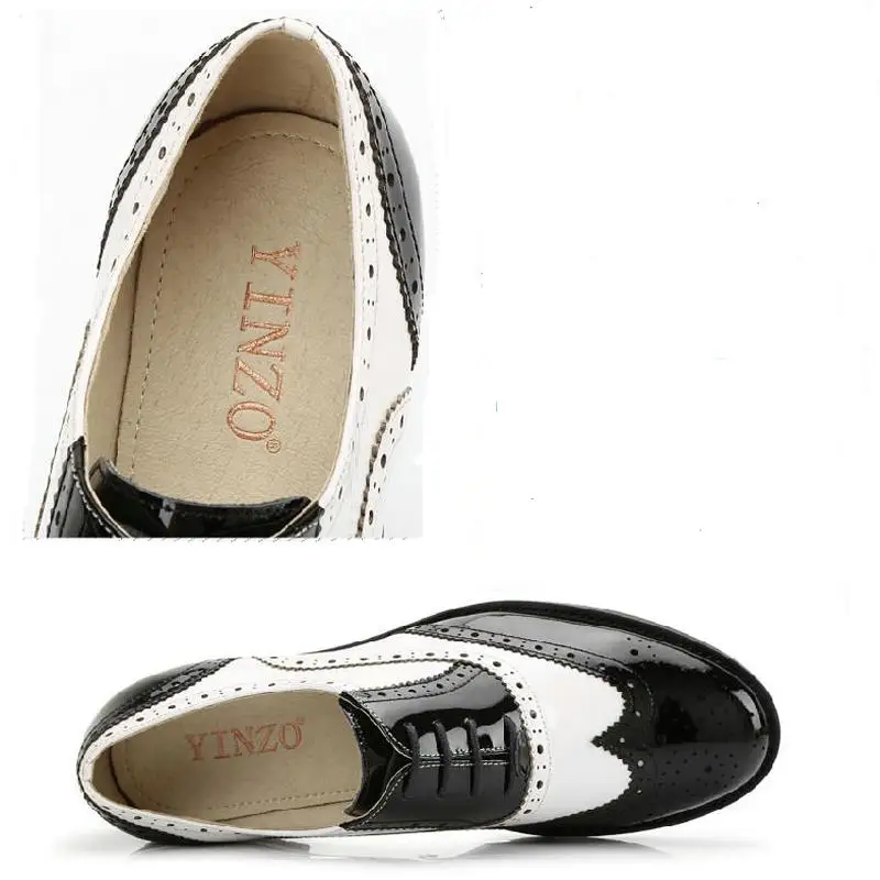 YINZO Брендовая женская обувь новые модные из натуральной овечьей кожи Туфли-оксфорды для Для женщин Винтаж обувь «Bullock» Туфли без каблуков zapatos mujer