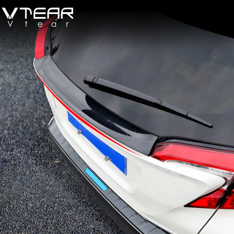 Vtear for Toyota C-HR CHR carbon fiber car sopiler Tail decoration panel cover Chromium Styling Sticker accessories