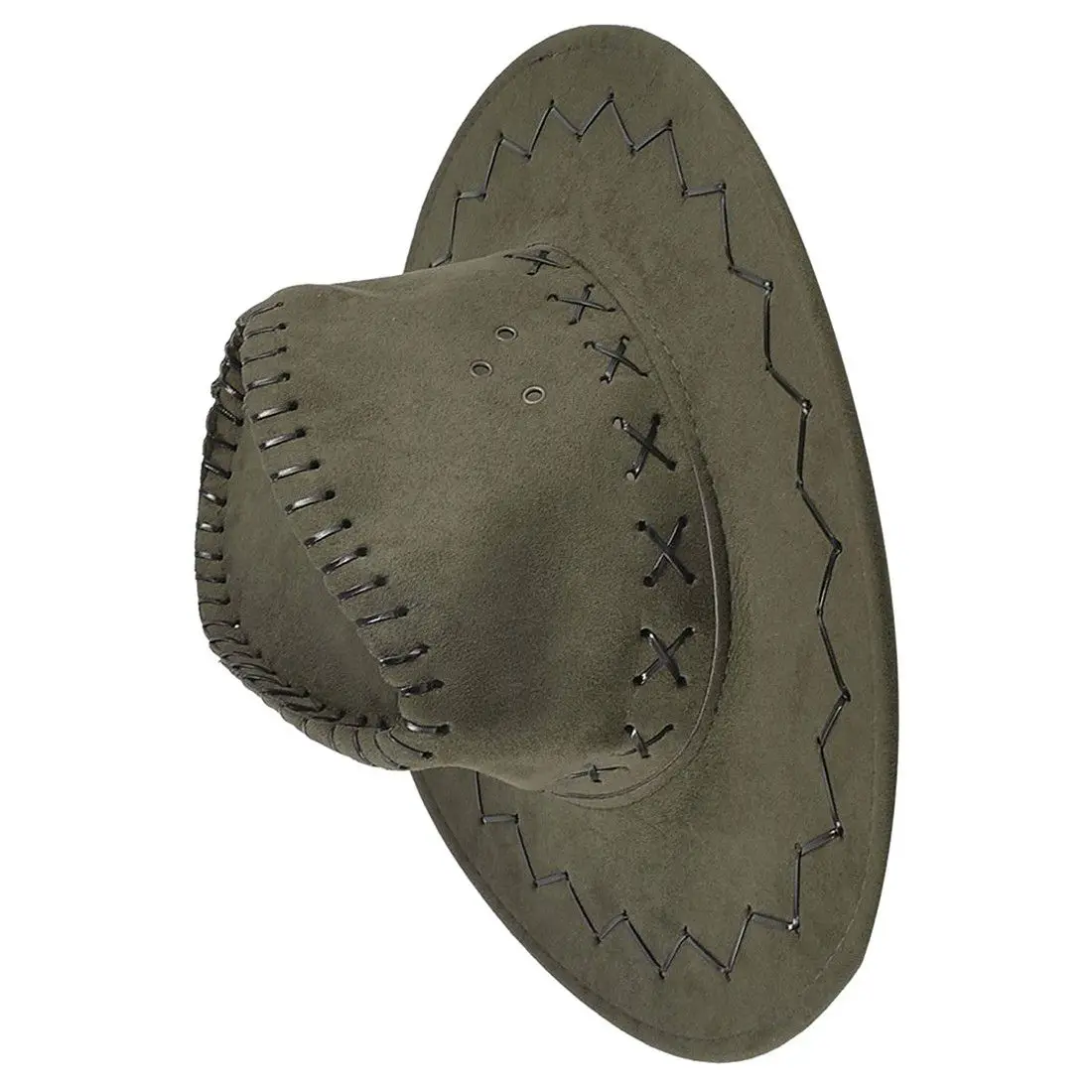 Регулируемый Подбородочный ремешок искусственная ковбойская шляпа из кожи армейский зеленый для мужчин