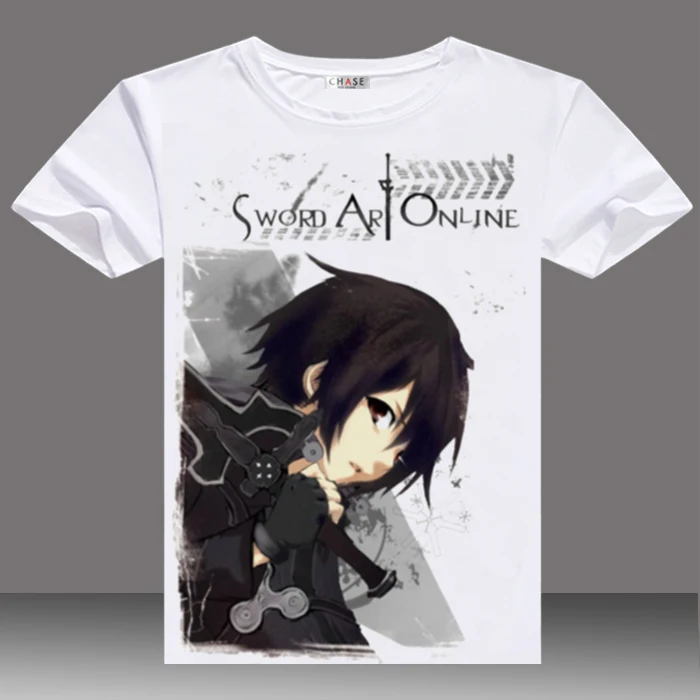 Hot Light Novel Sword Art Online T-shirt Summer Kirito O-neck Short Sleeves Konno Yuuki Shirts Casual Tees Tops