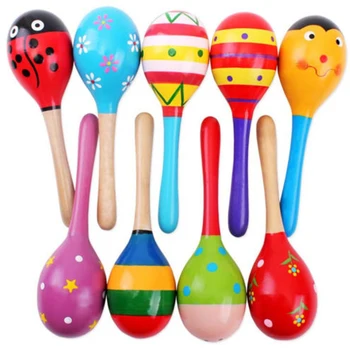 

Happy Baby Christmas Toys Colorful Wooden Maraca Baby Infant Musical Developmental Rattle Shaker Party Toy 1PCS