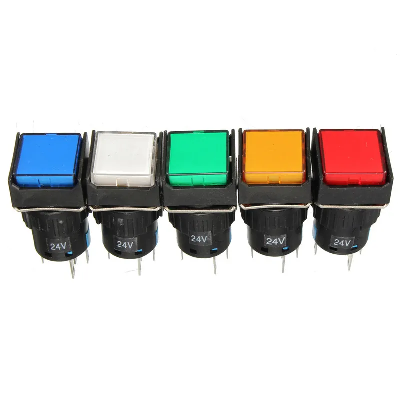 

16mm DC 24V Push Button Self-reset Switch Square Momentary LED Light