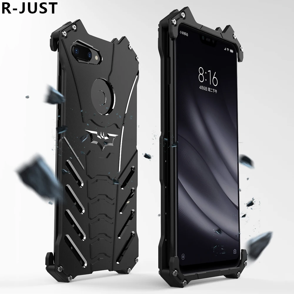 

R-Just For Xiaomi Mi 8 Lite Case Cover Luxury Hard Metal Aluminum Alloy Protect Armor Phone Case for Xiaomi Mi8 Lite Back Cover