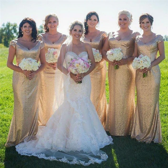 Golden V Neck Cap Sleeves Mermaid Sequins Brdesmaid Gown Hunter Golden V Neck Cap Sleeves Mermaid Sequins Brdesmaid Gown Hunter Ivory Navy Blue