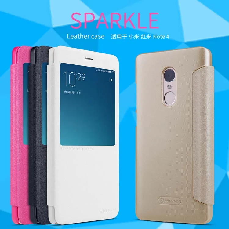 

Leather Case For Xiaomi Redmi Note 4 Nillkin Sparkle Flip leather case with smart sleep wake function cover For Redmi Note 4