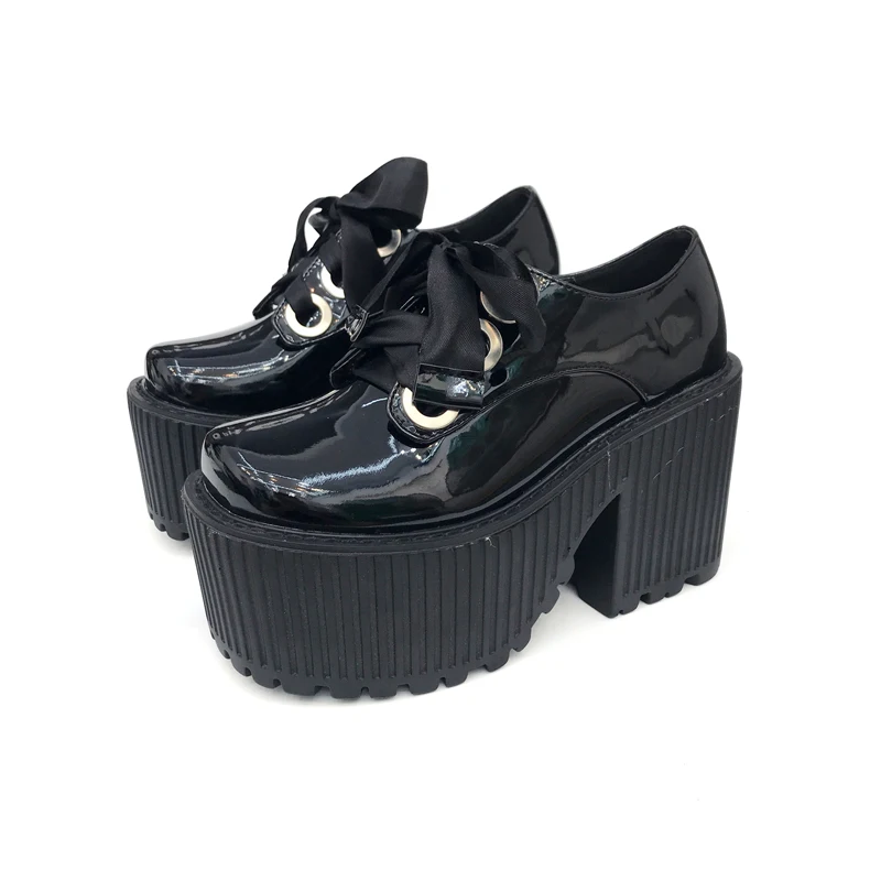 black high heel platform ankle boots