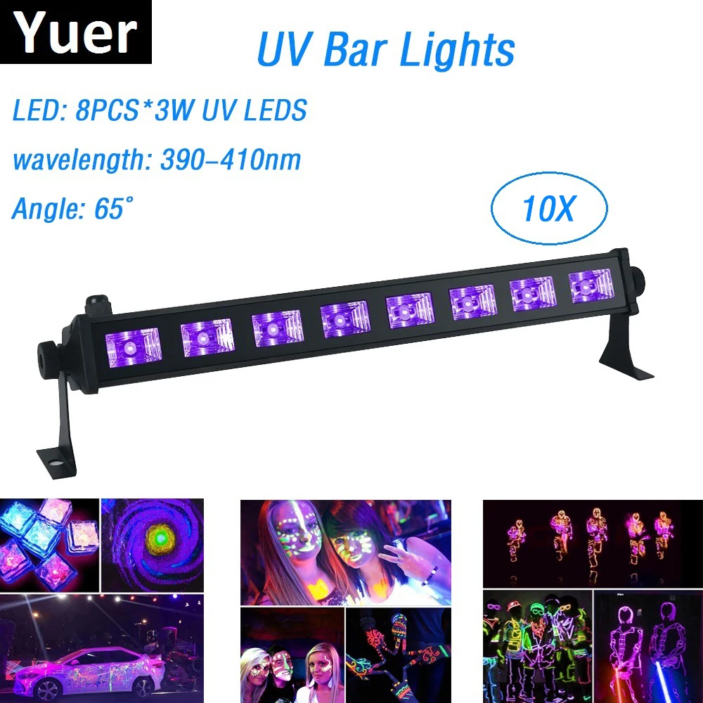 

10XLot Cheap Price 8LEDS 3W LED Wall Washer Lights UV Single Color LED Stage Lights Bar Black Party Club Disco Light Indoor Use