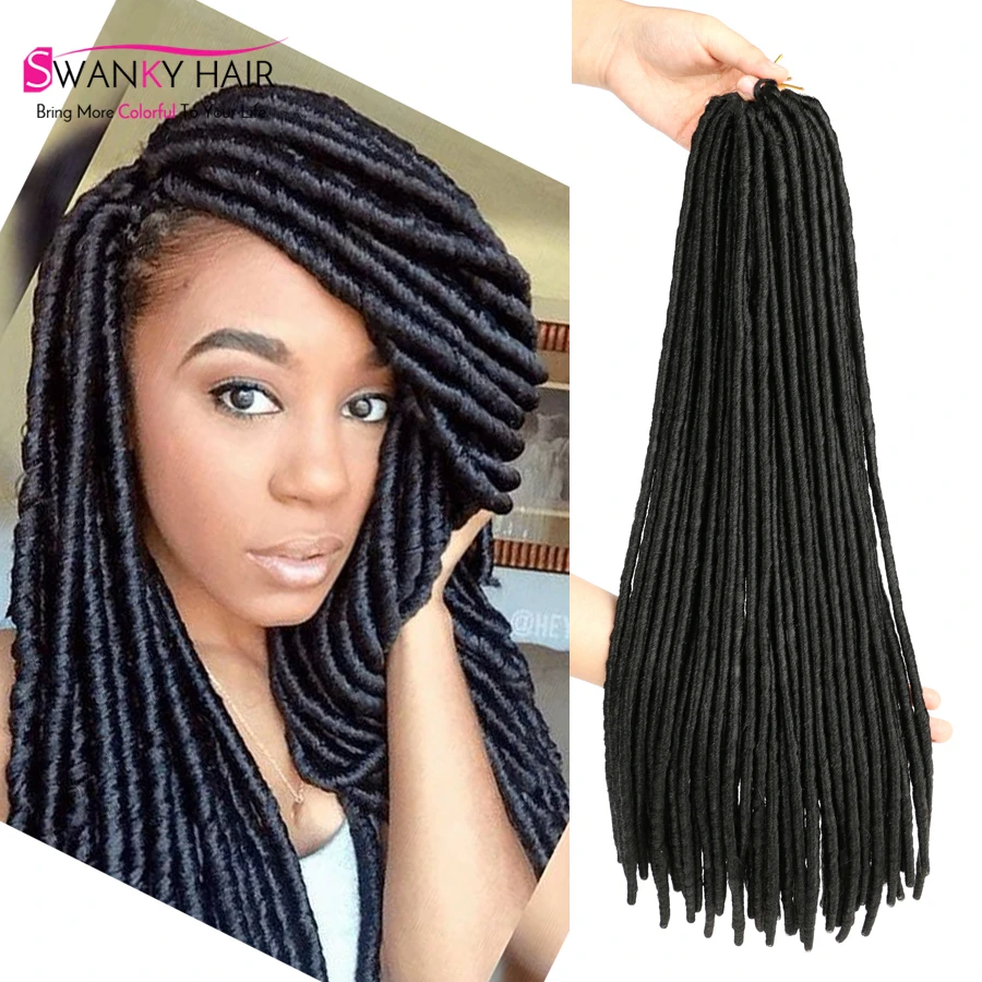 18 "faux col crochet dreads brun extensions de cheveux 1b couleur